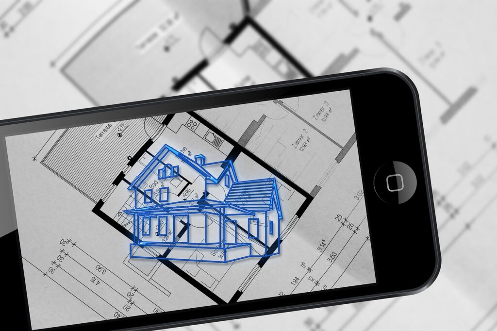 augmented reality, smartphone, blueprint